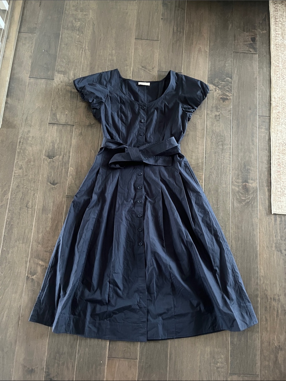 Ulla Johnson Navy Midi Dress with Button-Front Detail